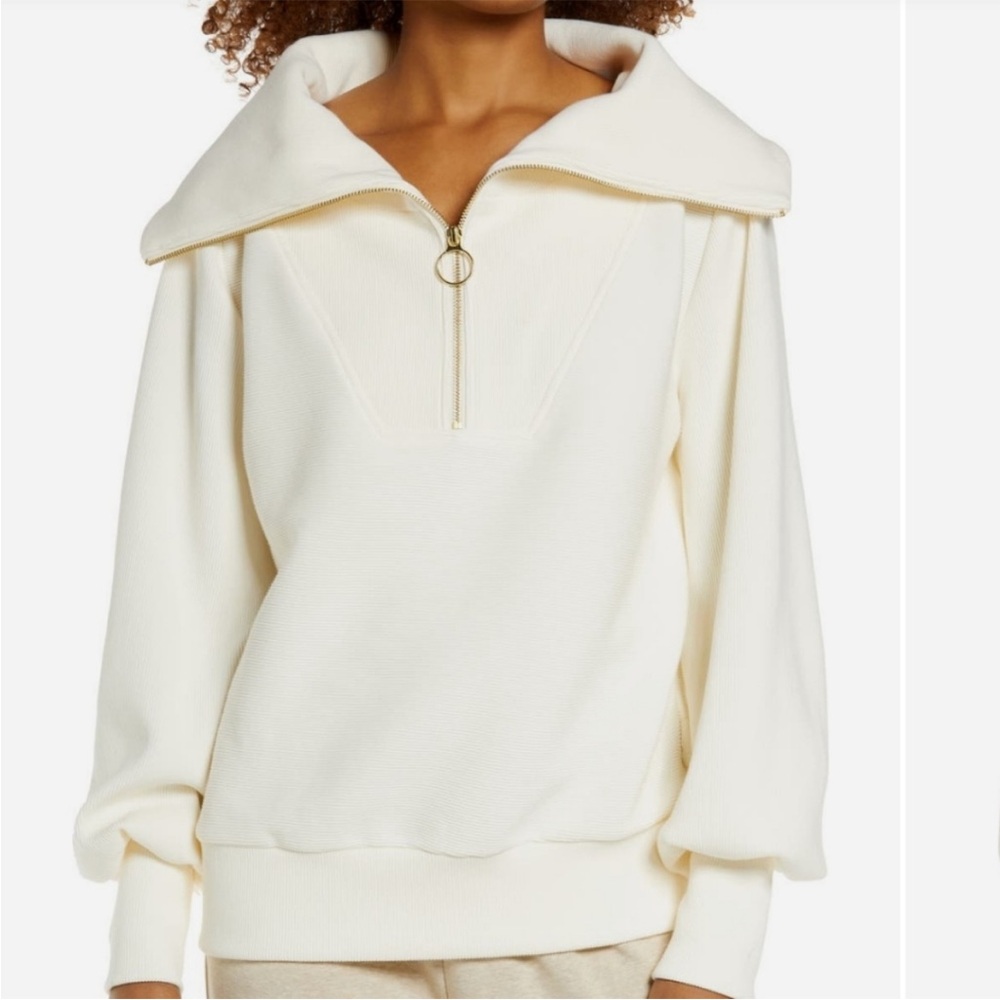 Varley Vine Half Zip Pullover in Ivory, size M